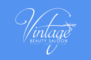 Vintage beauty salon blue logo