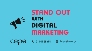 Blue infographic about Cope Digital Agency