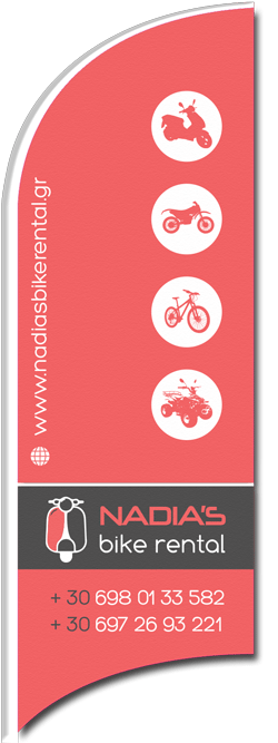 Beach flag graphic design for Nadias bike rentals