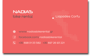 business card design for Nadias bike rentals