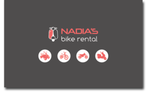 Business card design front side for Nadias Bike Rentals