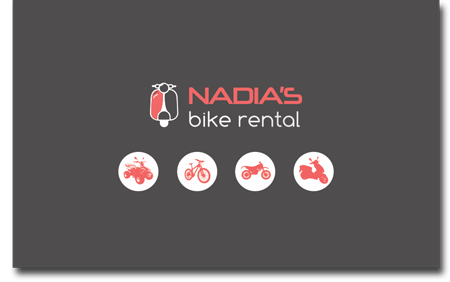 Business card design front side for Nadias Bike Rentals